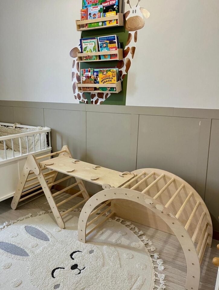 Montessori destekli 3'lü pikler gelişim seti (minderli)